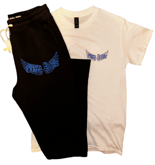 GHETTO ANGEL$ WING$ TEE AND STACKED PANTS SET