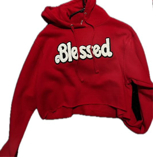 WMNS Blessed Red Cropped Hoodie & Shorts Set