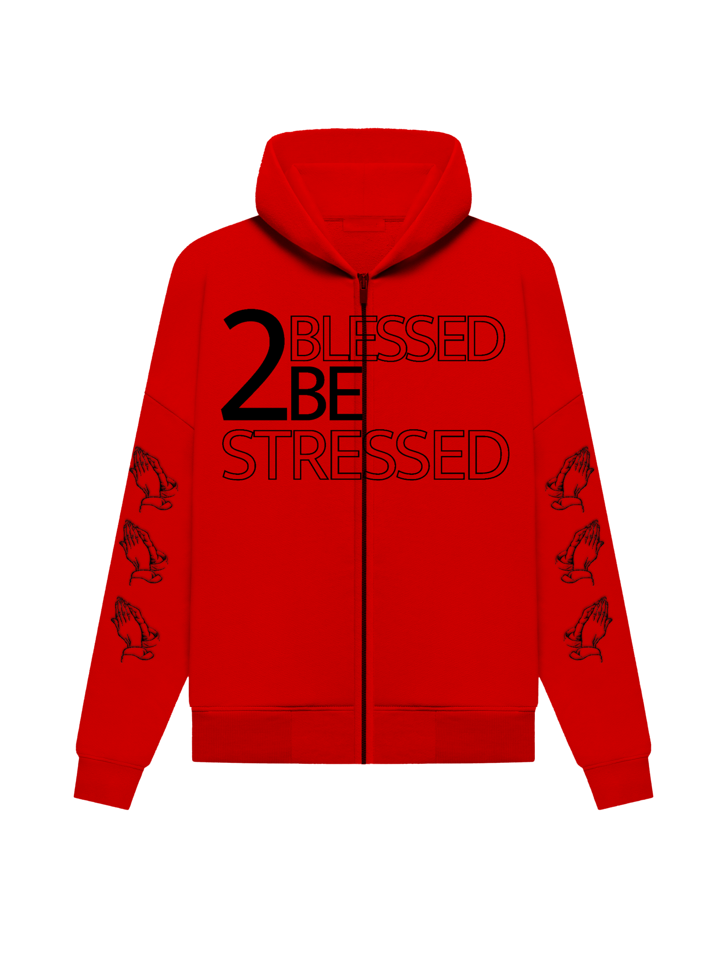 2BLESSED2BeSTRESSED Red Zip Up Hoodie